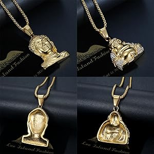 ヤヤ DADA LUCK 9999% 24K Yellow Gold Lucky Buddha Diamond Cut Pendant 29.89
