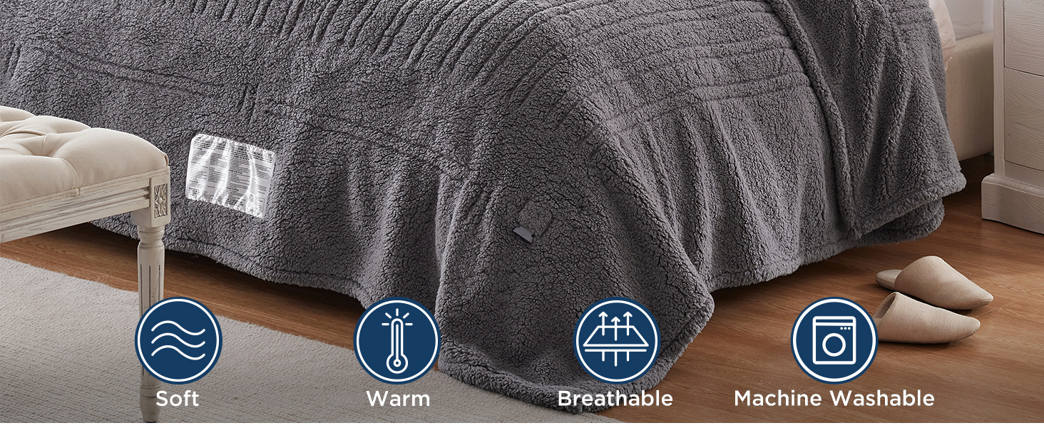 Westinghouse Electric Blanket King Size, Soft Plush Sherpa Heated Blanket with 10