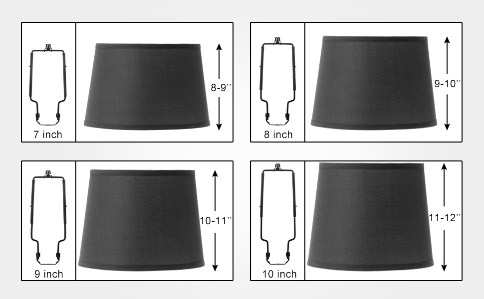 Lamp Shade Harp, 7 8 9 10 inch Adjustable Lamp Harp Kit, Hardware Parts Included