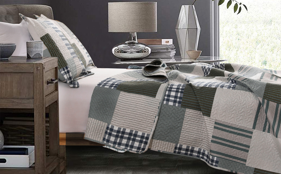 colcha a cuadros cubrecama