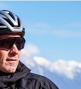 Composite of three outdoor cycling images showing bicycle gear and equipment against blue sky backgrounds.