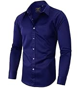 Alimens & Gentle Men's Dress Shirts Solid Long Sleeve Stretch Wrinkle-Free Button Down Shirt with...