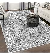 KILOCOCO Area Rug 5x7 Living Room Rug Washable Rug Vintage Floral Rug Bedroom Rug Non Slip Entryw...