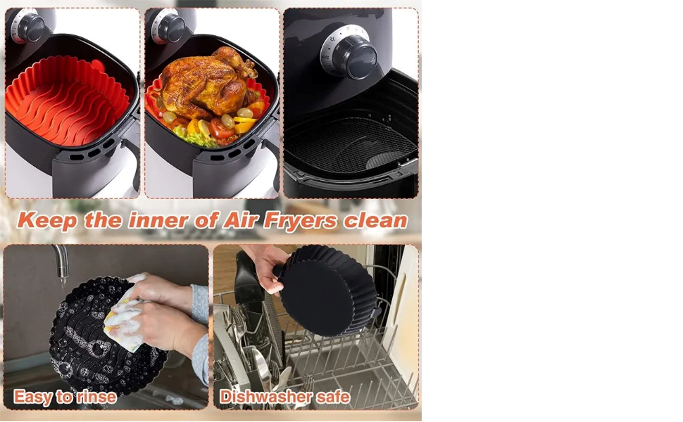 4Pack of Premium NonStick Silicone Air Fryer Liner Round