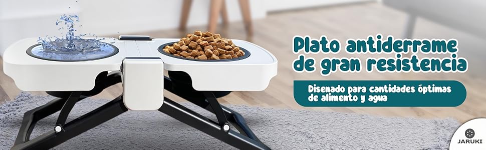 JARUKI Foldable and Portable Raised Dog Feeder | Double Silicone Bowl | Healthy Posture | Non-Slip and Compact | Ideal for Medium and Large Dogs | Comfortable Solution for Outdoors and Camping 12 platos comer y beber perros