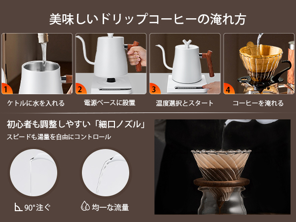 1200Wで1杯分65秒で沸かせる❣お洒落なデザイン♪❤コーヒードリップケトル Amazon | [東京Deco] ステンレス ドリップポット 電気ケトル