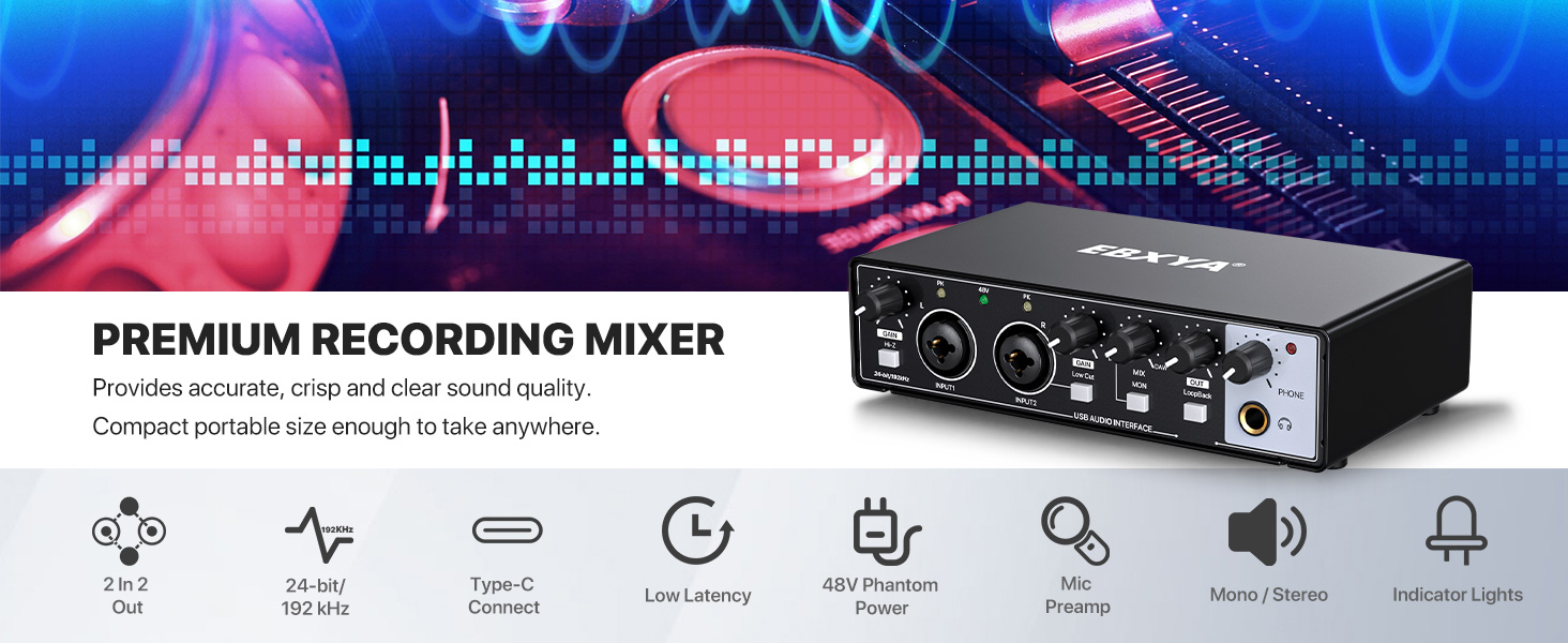Audio Interface for Studio Podcaster Guitarist User-Friendly for Beginners at home live streaming
