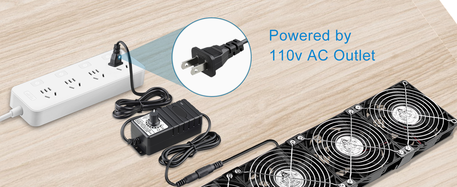 GDSTIME 120mm Computer Fans with AC Plug, 240mm cabinet cooling fan