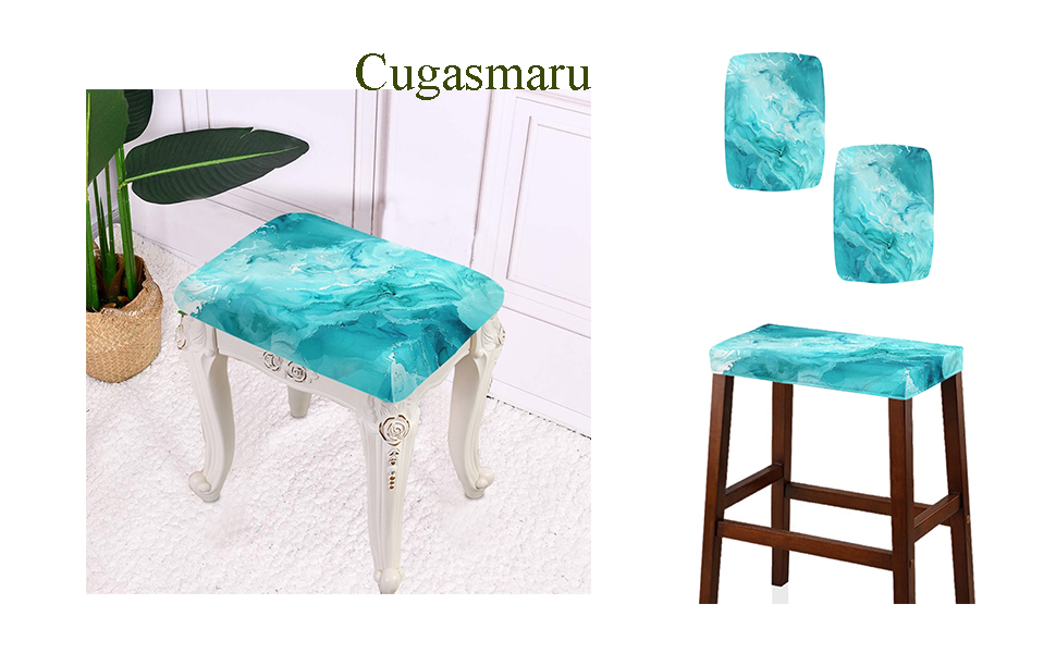Cugasmaru Bar Stool Covers Dark Blue Marble Print Saddle