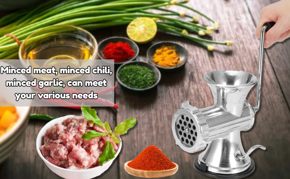 Manual Meat Grinder, Stainless Steel Hand Cranked Meat Grinder With Sucker, Hand