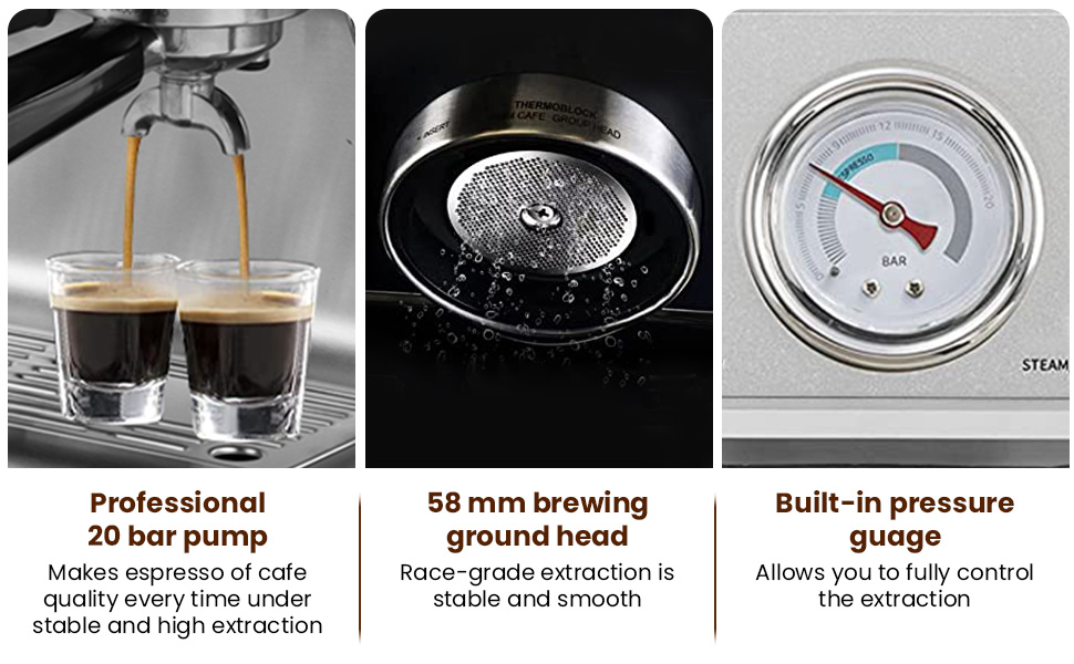 Buy AGARO Supreme Espresso Coffee Maker With Grinder, 20 Bars Semi