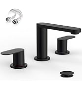 BWE Bathroom Faucet 3 Hole, Matte Black Bathroom Sink Faucet 8 Inch Widespread, Pop-up Drain and ...