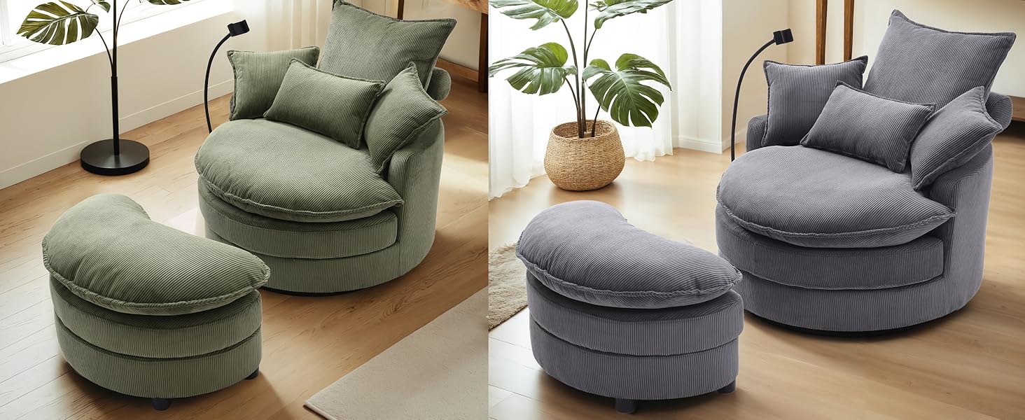 Accent Chair Living Room Barrel Armchair with Storage Modern for Bedroom Reading Waiting Small Space