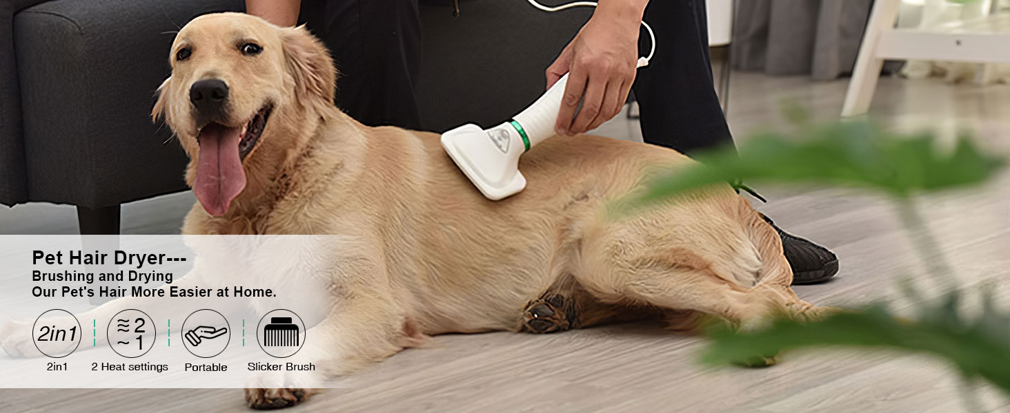 pet hair dryer brush dog hair grooming dryer with slicker brush adjustable temperature