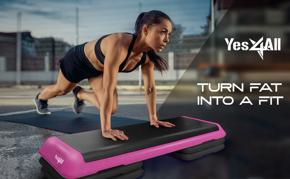 Yes4All Adjustable Aerobic Stepper Exercise Platform with 4 Risers