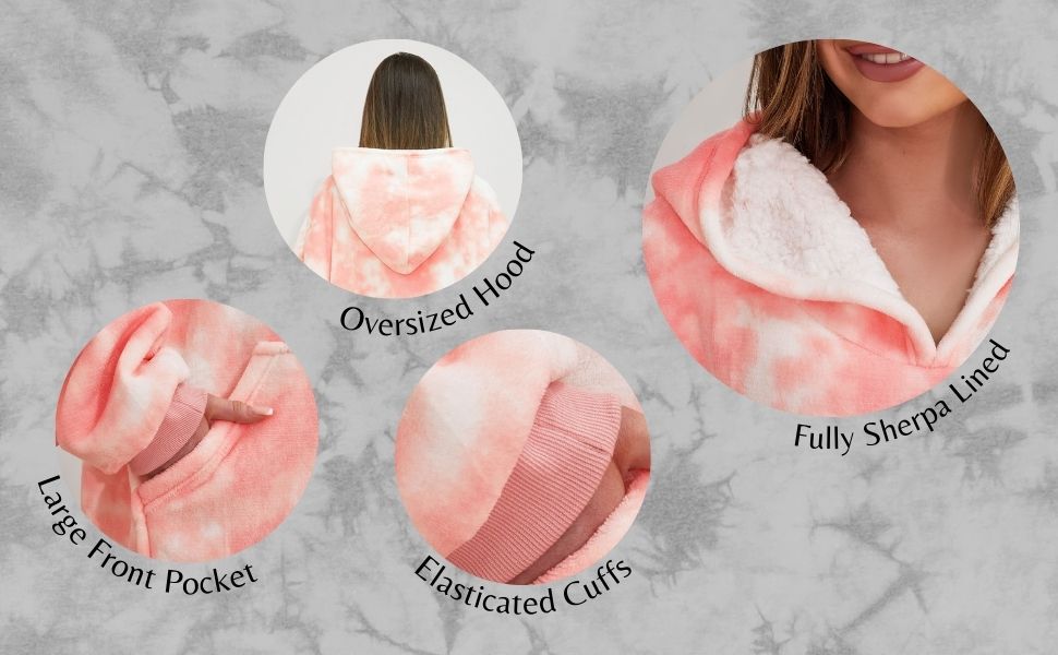 tie dye supersoft hoodie blanket sweatshirt throw fleece