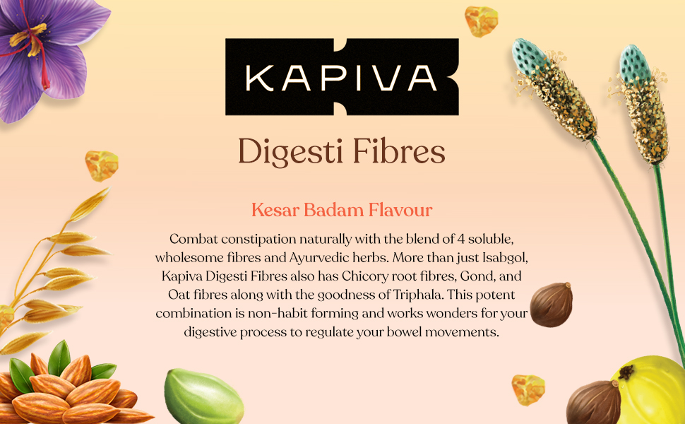 Kapiva Kesar Badam Digesti Fibres/Isabgol Blend of 4 Fibre for Easy Digestion & Constipation