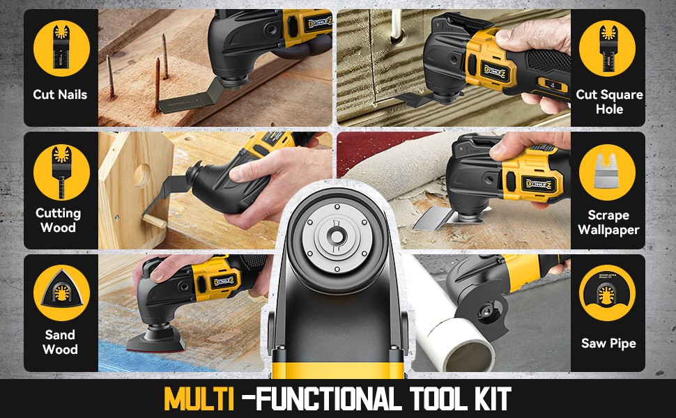 Cordless Oscillating Tool for Dewalt 20V Battery, 6 Variable Speed BrushlessMotor Tool