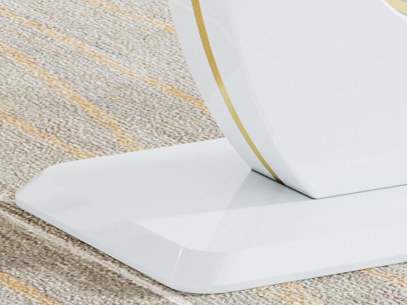 71" Dining Table Set for 6, White Faux Marble Dining Table