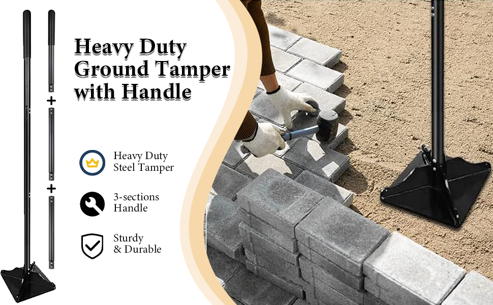 Steel Tamper with 48 inch Handle 10"x10" Yard Garden Tamper Heavy Duty Ideal Tool