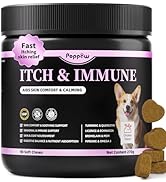POPPAW Dog Allergy Relief Chews, Itch Relief for Dogs – Turmeric & Omega-3 Supplements for Skin C...