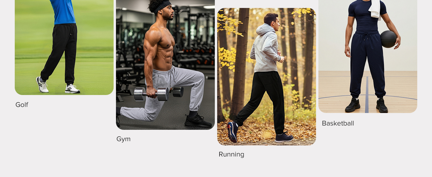 BRXL Sweatpants for Men 3 Pockets Athletic Training Track Joggers Stretch