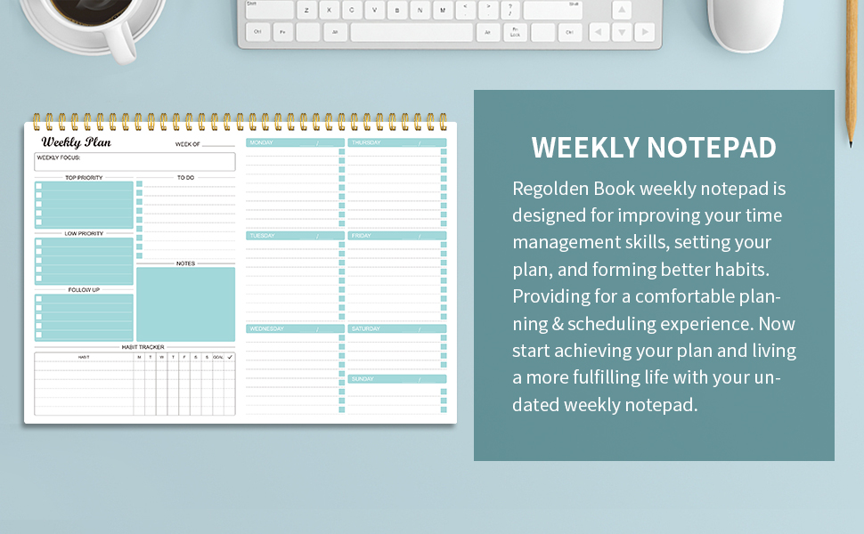 Weekly Planner Notepad Undated Weekly Goals Schedule Planner To Do List