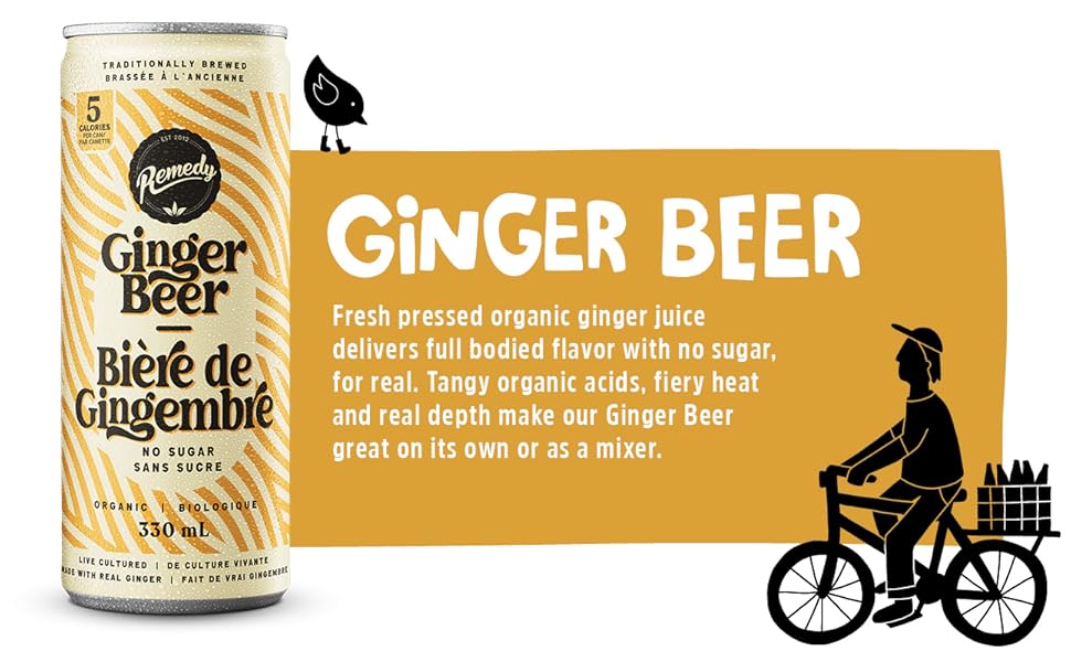 Remedy Ginger Beer Sugar Free, Low Calorie Mixer Drink Non Alcoholic & Made With Real Ginger