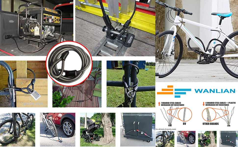Cables, bicycle cable locks, security cables, bicycle cable locks,