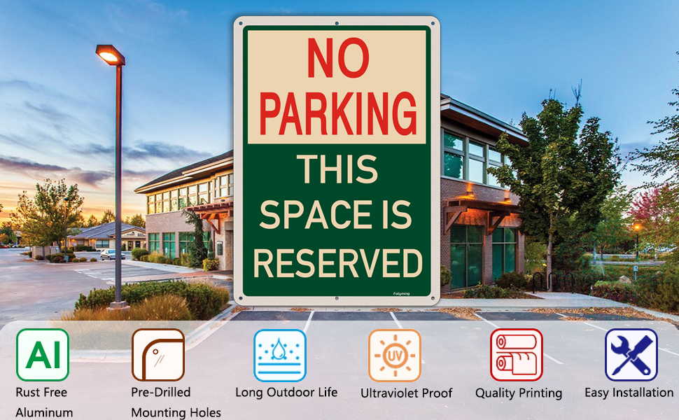 2 Pack No Parking This Space is Reserved Signs 14x10 Inches