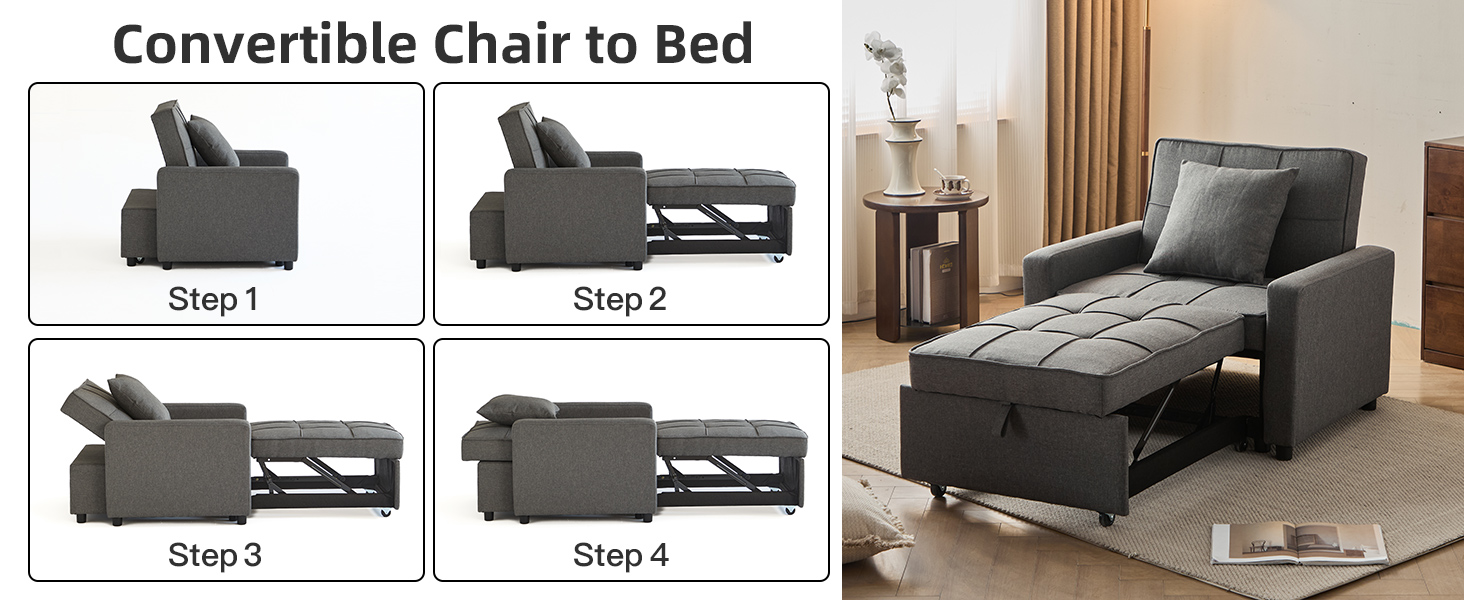 3-in-1 Convertible Chair Bed