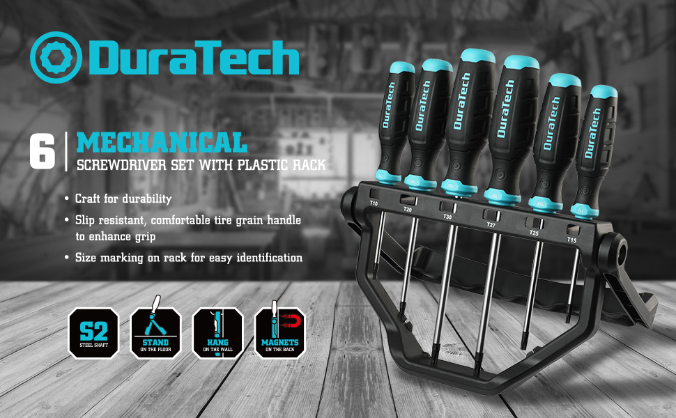 DURATECH 6PCS Torx Screwdriver Set with Plastic Rack