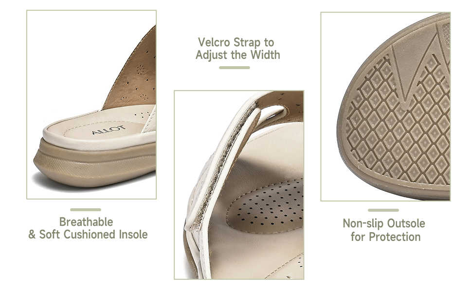 ALLOT Women's Slide Sandals Slip On Open Toe Dressy Summer