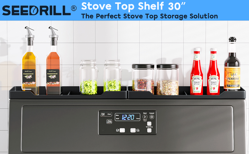 Stove Top Shelf 30", Silicone Kitchen Organizer