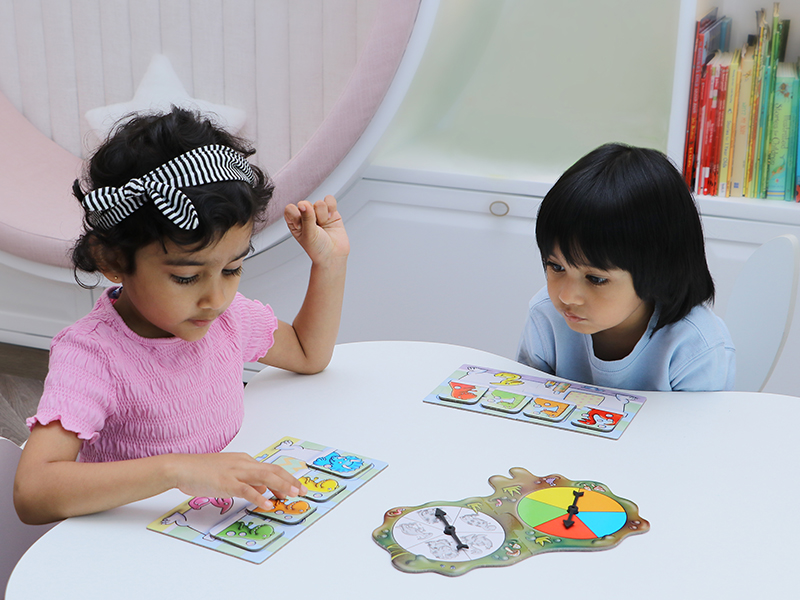 orchard toys dirty dinos guessing game color number counting learning shape fun activity for kids.