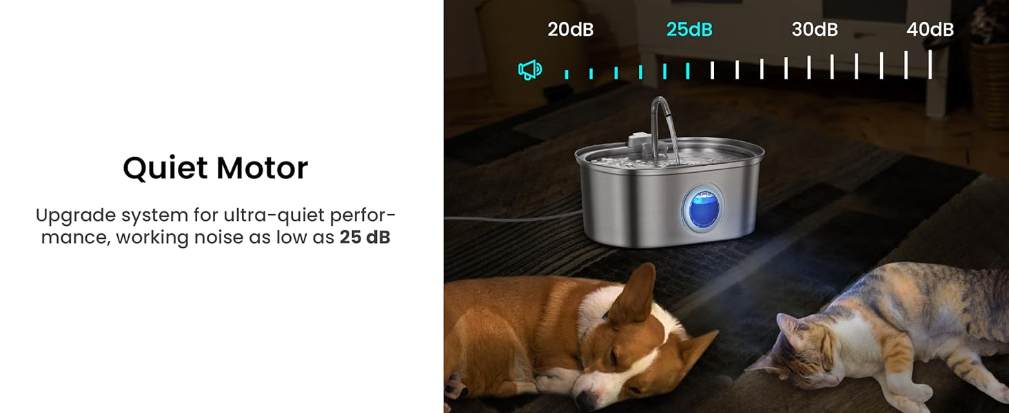 Pawspik Stainless Steel Cat Water Fountain,108 oz/3.2 L