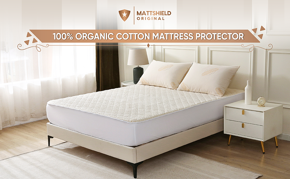Luxury Quilted Organic Mattress Pad Protector King Size