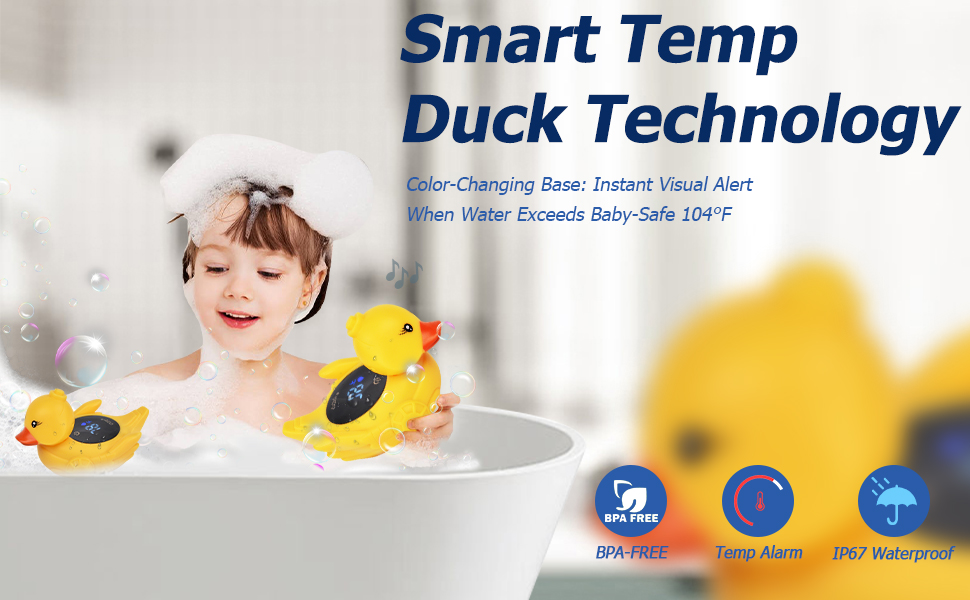 Smart TempDuck Technology Color-Changing Base: Instant Visual Alert When Water Exceeds Baby