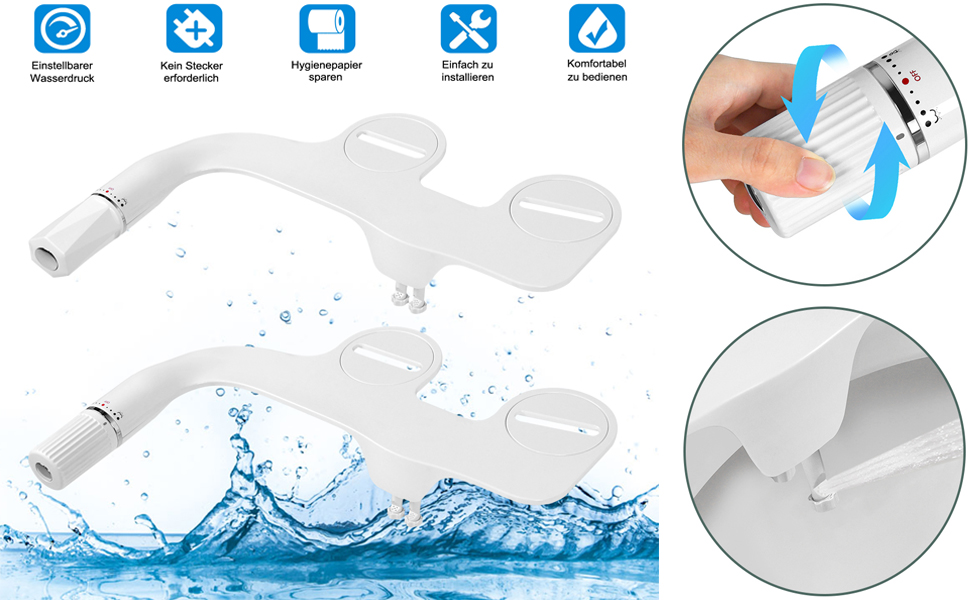 UISEBRT Bidet Einsatz für Toilette UltraSlim Nicht Elektrisch Bidet