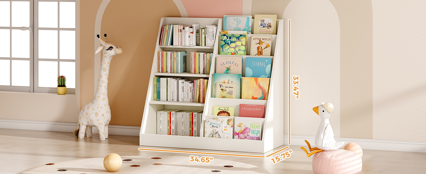 Wooden Kids Bookshelf & Toy Organizer