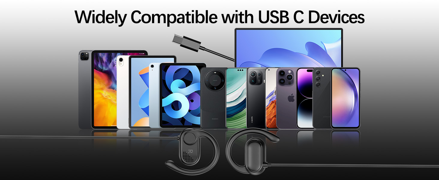 open ear headphone usb c black