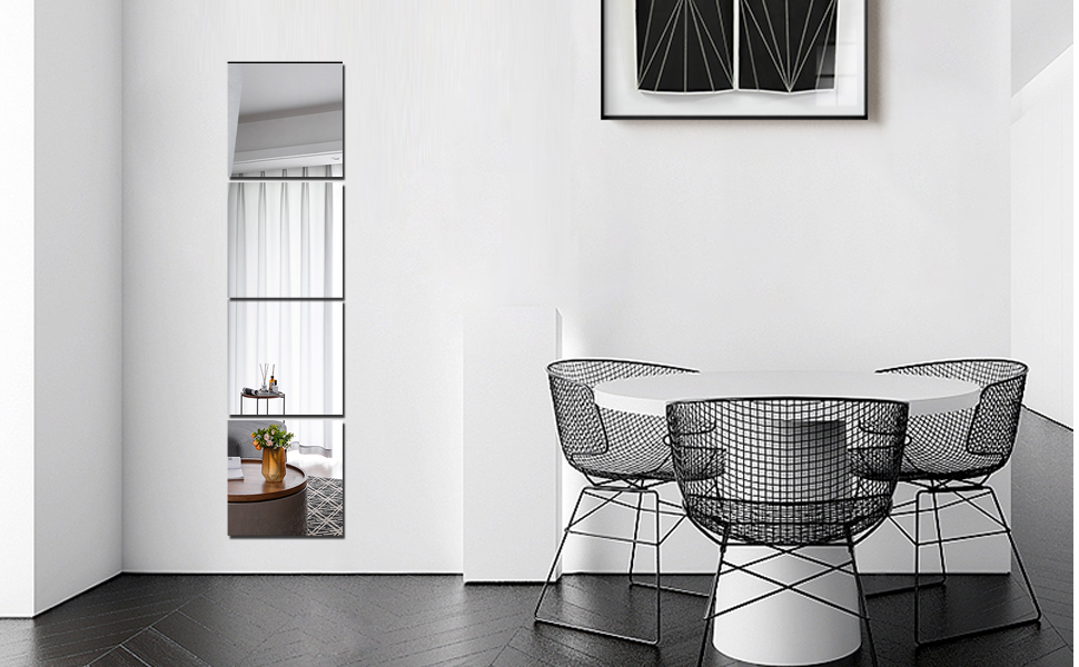 Full Length Wall Mirrors, Floor Mirrors for Walls 4pcs 12"x12" Acrylic