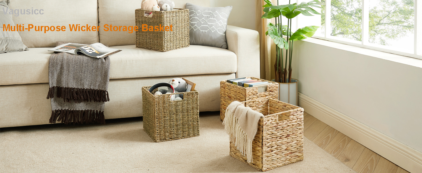 Vagusicc Storage Basket, Set of 2 Handwoven Seagrass