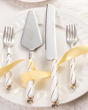 wedding cake knife and server set