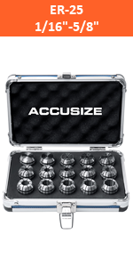 Accusize Industrial Tools 15-Pc ER-25 Collet Set