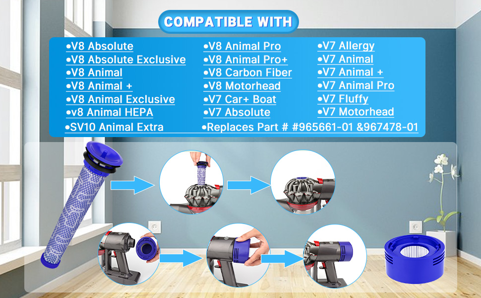 Filter Replacement for Dyson V7 V8 SV10 Animal Absolute Motorhead