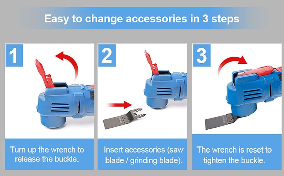 HERZO 20V Cordless Oscillating Tool Kit,17000 OPM Variable Speed, 3