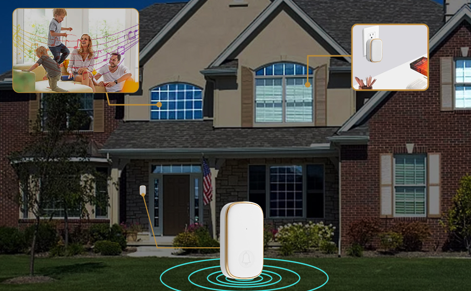 Wireless Doorbell, 1000Ft Operating Range Waterproof Ring Doorbell Easy