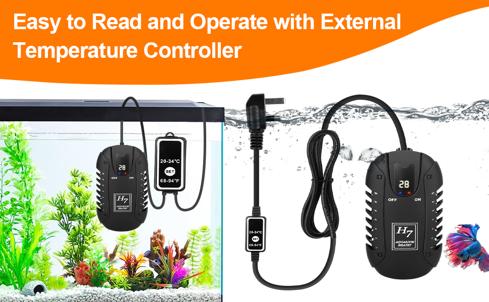 Devenirriche Digital Aquarium Heater, 100W Submersible Fish Tank Heater with Intelligent LED