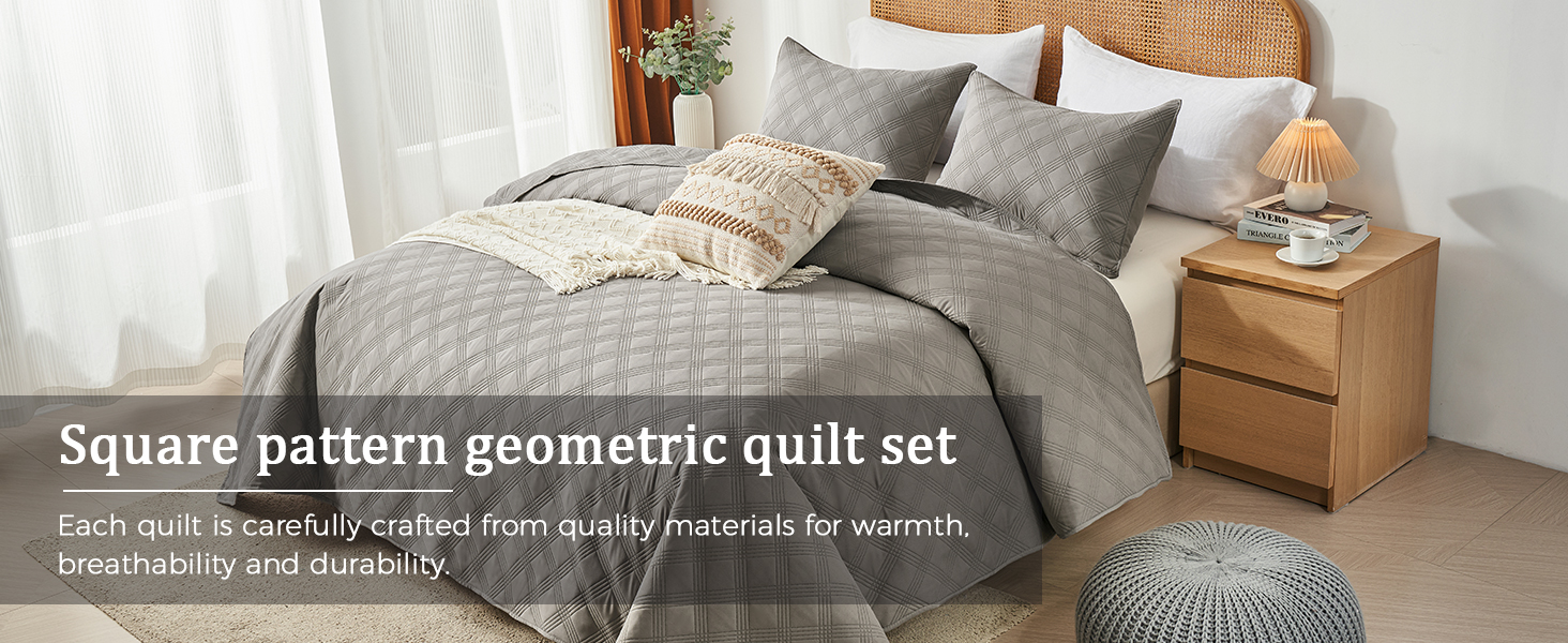 inron Twin Quilt Bedding Set,Soft Ultrasonic Twin Quilt Set